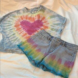 Girl’s shirt & shorts Tie-Dye Heart Set - Multicolor